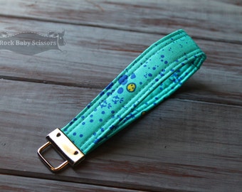 Teal Blue Alison Glass Sun Print Grove Key Fob key chain