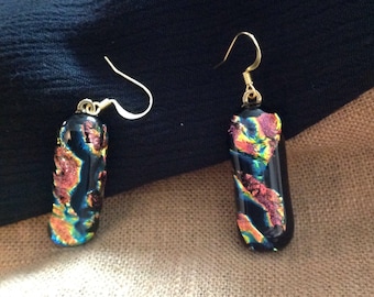 Fused dichroic glass earrings