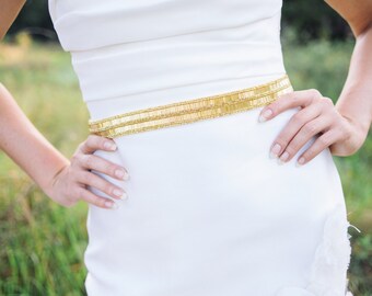 gold wedding belt, gold bridal sash , bridal beaded sash