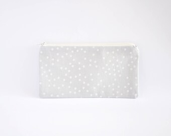 Small Zipper Pouch, Zipper Bag, Makeup Pouch, Cosmetic Pouch, Coin Purse, Bag Storage Organiser - Silver Dots