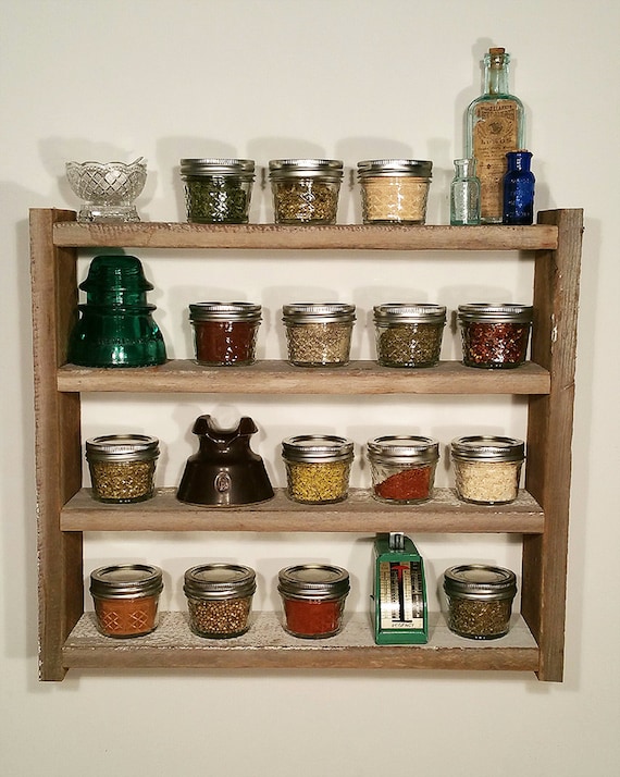 Rustic Spice Rack Barn wood Country Chic Spice Rack Wood