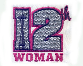 3"T Seahawks 12th Woman Fan with Space Needle Embroidery Design - Instant Digital Download