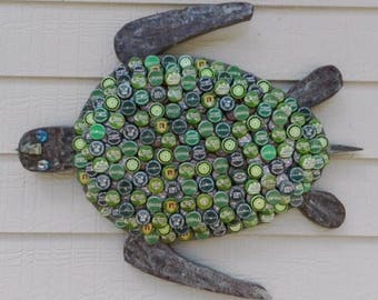Bottle Cap Art - Green Sea Turtle No.: 4