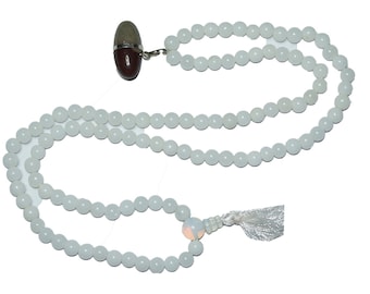 Shiva Lingam Natural Moonstone Mala Round beads Chakra Necklace Spiritual Japamala Sterling Necklaces