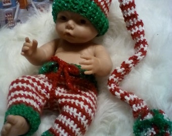 Crocheted Hat & Pants Elf Photo Prop
