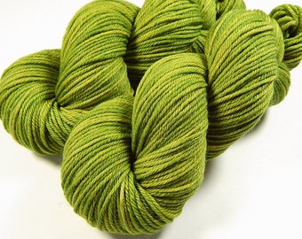 Hand Dyed Yarn, Worsted Weight Superwash Merino Wool Yarn - Lettuce Tonal - Yellow Green Knitting Yarn, Semi Solid Worsted Yarn, DIY Gift