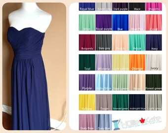 Navy blue bridesmaid dress, navy chiffon dress, long chiffon bridesmaid dress