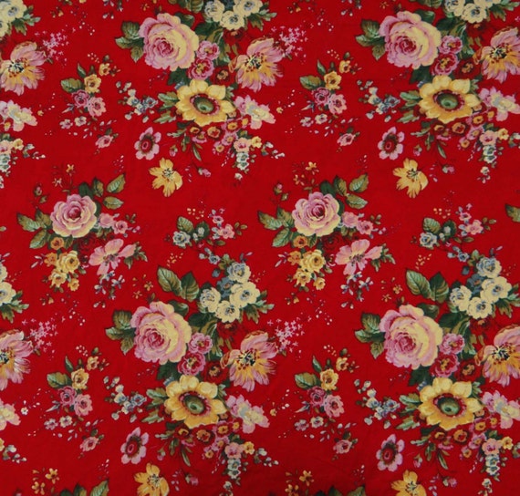 Dressmaking Fabric Floral Print Red Fabric Quilt Material