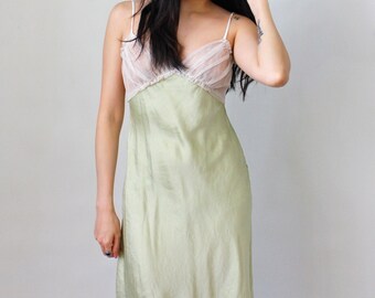 Vintage Lingerie Silk and Chiffon Lace Nightgown Bridal Lingerie Negligee Dress Slip - Size Small