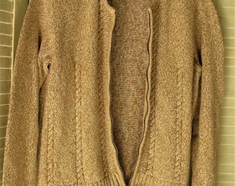 Cotton Knit Jacket/ Woman's Zip Jacket/ Beige-Cream Tweed/ Woman's Small Jacket/ Sweater Knit/ Thrifted Retro Jacket/ Shabbyfab Funwear