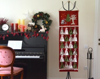 Fabric ADVENT CALENDAR - Family heirloom - Luxurious Advent calendar - Christmas textiles - Christmas decor - Countdown to Christmas