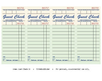 Blank Antiqued Guest Check Printable Digital Retro Diner Decor