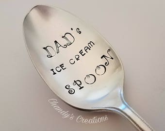 Ice-Cream-Spoon-Stamped-Personalized-Gift-Engraved-Custom-Vintage-Silverware-His-Hers-Dad's-Custom-Server-Teaspoon-Tablespoon-Dessert-Silver