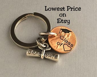 2018 Keychain - Graduation Gift - Class of - Gift for Her - Stamped Penny - Son Gift For - Graduate - Gift for Him - Graduation Gift