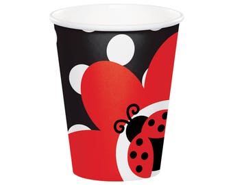 Ladybug Party Cups - Ladybug First Birthday, Girl Baby Shower, Bug Party Ideas, Red Ladybug Decor, Lady Bug Cups, Ladybug Party Favor Cups
