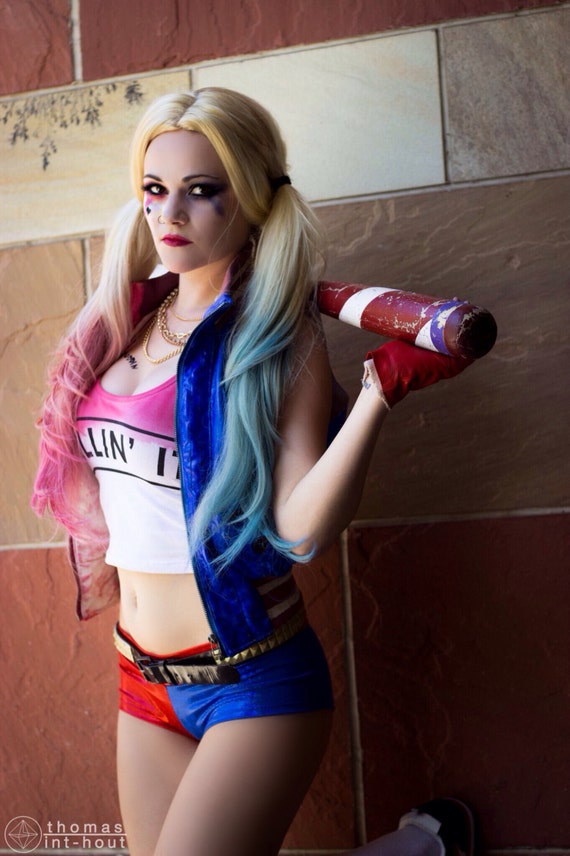 Harley Quinn Suicide Squad Inspired Cosplay Blue Red