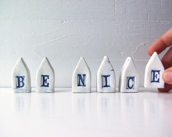 Be Nice. Small Ceramic Houses. Recycled Clay. Tiny Clay Homes With Windows.