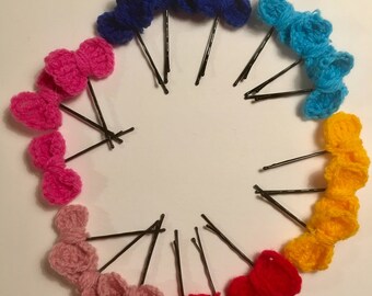 Crochet Bow Hair Grips, Pack of 3, Bobby Pins