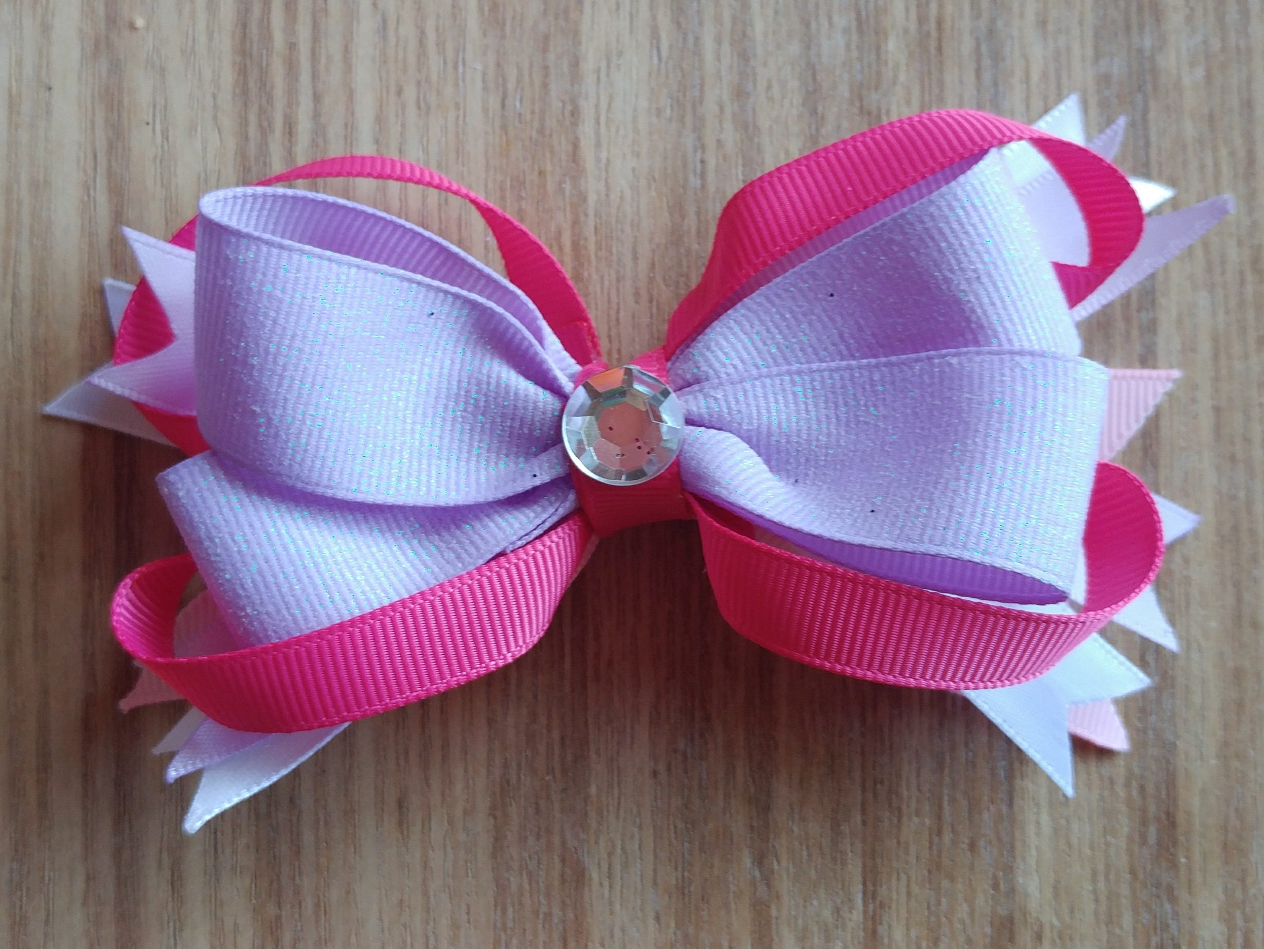 Pretty hair bow Handmade Stacked Boutique Bow Girly bow for