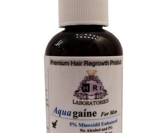 Aquagaine for Men: 5% Minoxidil Enhanced No Alcohol/No PG for hair loss/regrowth