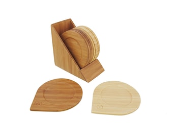 Bamboo Wood Drink Coasters From 10 piece Sets