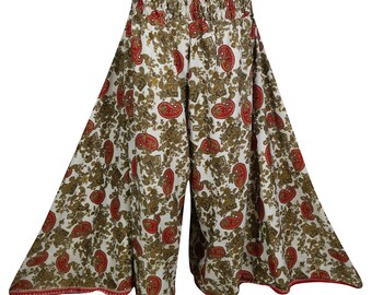 Vintage Recycled Flared Maxi Skirt Wide Leg Pull On Pants Printed Gypsy Hippie Chic Skirts