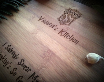 Customized Harry Potter Cutting Board, Marauder's Map, Up to No Good, BungalowBoo, Family, Choose Your House
