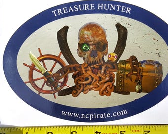 Treasure Hunter Bumper Sticker Blue Outline