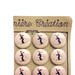16 French Antique Skiers Painted Wooden Buttons, 22mm