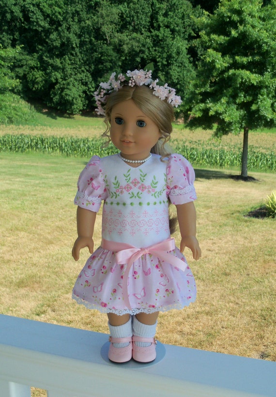 Like American Girl Doll Clothes / Victorian Embroidered Dress / 18 Inch Doll Clothes by Farmcookies fits American Girl