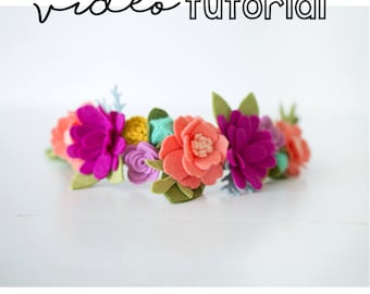 DIY Felt Flower Crown / Felt Flower Headband Pattern / Felt Flower Video Tutorial / Felt Flower Video Pattern / Felt Flower Headband