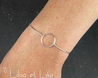 Circle cuff bracelet, sterling silver 925