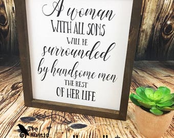 10x12 | A woman with all sons | mothers day gift | mom of boys | boy mom |