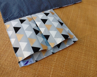 Nappy Wallet with waterproof Change Mat - nappy wallet - diaper bag - diaper clutch - three or two pockets- Multicoloured Triangles