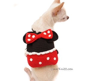 Minnie Mouse Dog Bag, Crochet Dog Bag Travel, Funny Dog Backpack, Amigurumi Minnie Mouse Pet Tote DC2 Myknitt - Free Shipping