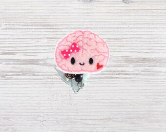 Felt Nurse Badge Reel | Planner Clip | Neurologist | Neurology | Brain | ID Badge | Nurse Gift | Badge Clip | Retractable | Badge Holder