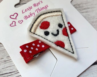 Pizza Hair Clip, Felt Hair Clip, Baby Hair Clips, Toddler Hair Clips, Pizza Toddler Clip, Toddler Barrette, Baby Barette