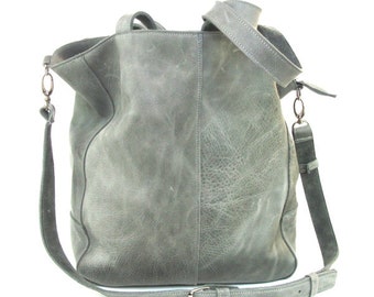 Gray classic leather bag Italian leather, flashly leather,crossbody, shoulder bag, gift under 40