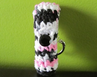Crochet Keychain Lip Balm Holder - Black Cherry