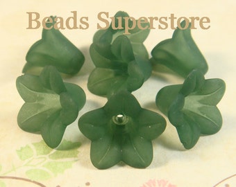 FINAL SALE 18 mm x 12 mm Teal Lucite Flower Bead - 10 pcs