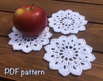 crochet coaster pattern coaster crochet pattern cotton coaster pattern small doily pattern DIY coaster pattern cotton coaster pattern easy