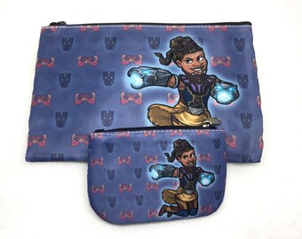 Black Panther Shuri with Wakanda pattern coin purse wallet
