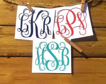 Free Shipping* Monogram Decal Vine Monogram Sticker Custom Car Decal Laptop Decal Phone Decal Initials Wedding Water Bottle