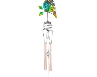 Glass & Metal Owl Windchime