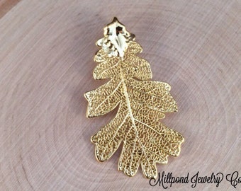Oak Leaf Pendant, Gold Dipped Oak Leaf Pendant, Gold Oak Leaf, Leaf Pendant, Nature Pendant, PG2904