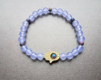 Purple Quartzite Hand of Hamsa Bracelet
