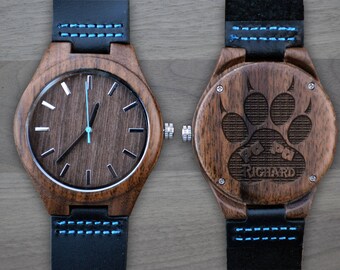 Personalized Wooden Watch, Personalized Watch, Engraved Watch, Engraved Wood Watch, Mens Wood Watch, Gifts for Him, Gifts for Dad. WW408
