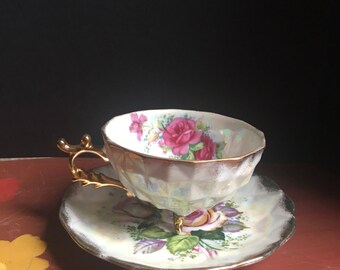 Ries, Lusterware, Gold Gilt, Tea Cup Set, 1950s