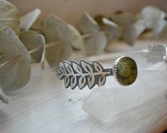 Flourish Bracelet - Botanical Cuff Bracelet - Sterling Silver - Turquoise