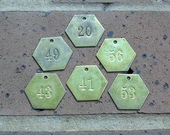 Vintage Brass Numbered Tag Number Tags Vintage Brass Tag Steampunk Jewelry DIY Jewelry